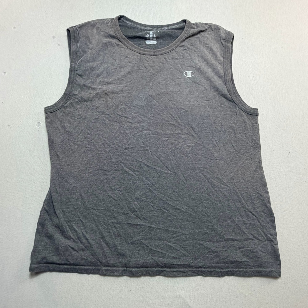 Champion Muscle Tee Women Extra Large Gray Good Sleeveless Logo Athletic Shirt